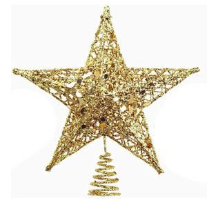 히고알라 크리스마스 트리 스타 탑퍼, 장식 실내 파티 홈 데코레이션(황금)을 위한 5점 별 탑 반짝임