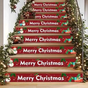 크리스마스 계단 스티커 시트지 포인트 벽지 카페 관공서 학교 행사 인테리어 장식 벽장식