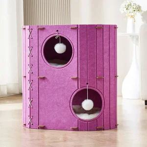 메일캣 고양이 하우스 다기능 스크래쳐 겸용 펠트 퍼플 숨숨집