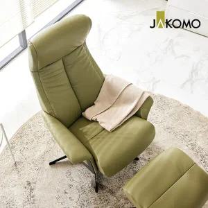 [무이자60][자코모] 티케 1인 리클라이너 천연면피 소가죽 가죽체어(수동)+스툴