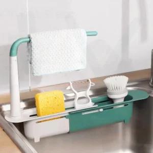 싱크대선반 길이조절 수세미거치 주방용품 물받이 세제놓기 행주걸이 씽크대 물기 건조대 수납선반