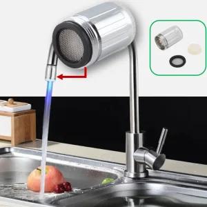 수도꼭지 LED 필터 노즐 온도 감지 색상 변화 간편 설치형 세면대 수전 악세사리 워터라이트