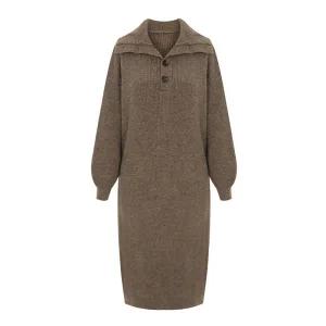 [롯데백화점]티뷰 워머 버튼 니트 롱울원피스_V5D-VOP004