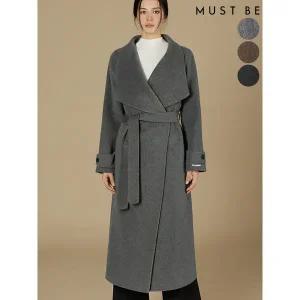 [하프클럽/머스트비]여성 핸드메이드 하이넥 숄카라 울 롱코트