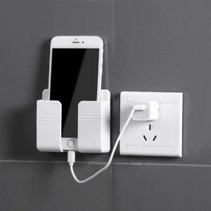 벽걸이 핸드폰 충전 거치대 부착식 휴대폰 거치 홀더 주방 침대 스마트폰 코드 정리 콘센트 벽 고정 충전기