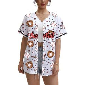 여자 야구 저지 프린트 버튼 다운 소프트볼 경기 당일 엄마 셔츠 액티브 팀 스포츠 유니폼