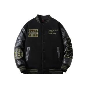 빈티지 커플 야구점퍼 남녀공용 모직 자켓 두꺼운 패치 겨울 재킷 아우터