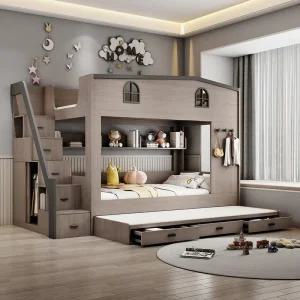 어린이 성인 겸용 이층침대 고저형 침대 프레임 평행형