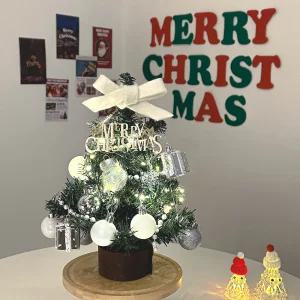 크리스마스 미니 트리 세트 포스터 가랜드 전구 오너먼트 포함 파티 데코 소품 용품 장식