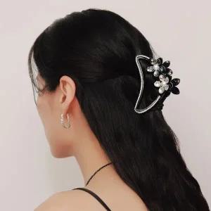 [시후주얼리]큰 꽃 크리스탈 라인 집게핀 HA494Tp