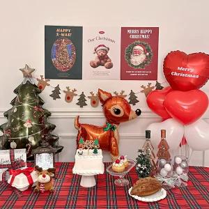 크리스마스 A3 포스터 풍선 세트 파티 소품 루돌프 트리 장식 데코 용품 인테리어