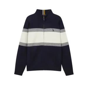 [헤지스]헤지스 네이비 울 컬러블럭 방풍 집업 HZSW4D331N3