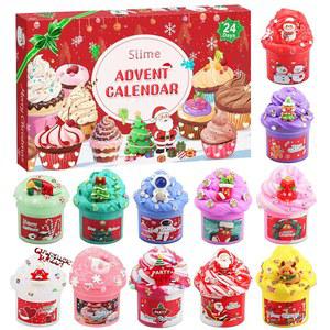 슬라임 어드벤트 캘린더 2025, 크리스마스 카운트다운 24일, 남녀 공용 버터 클라우드 플러피 DIY 키트, 끈적이지 않고 안전합니다