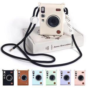 Fujifilm Instax Mini Evo 소프트 실리콘 케이스 가방 커버 파우치 숄더 스트랩 렌즈 캡 카메라 홀스터 용