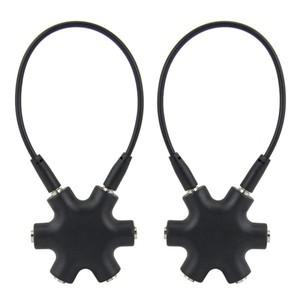 2PC 멀티 헤드폰 오디오 분배기 3.5mm 5 잭 암 커넥터 어댑터 스테레오 케이블 포함) 20cm 디지털 비디오
