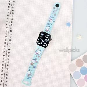 웰픽스 산리오 포차코 LED 전자 시계 실리콘밴드시계 LED전자손목시계 귀여운캐릭터시계