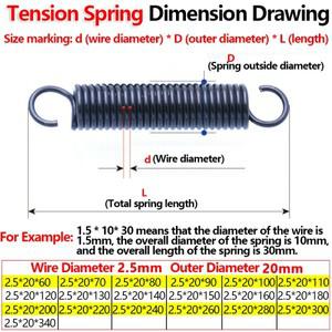 오픈 후크 인장 스프링 풀백 코일 드래프트 와이어 직경 1/2/2.5mm
