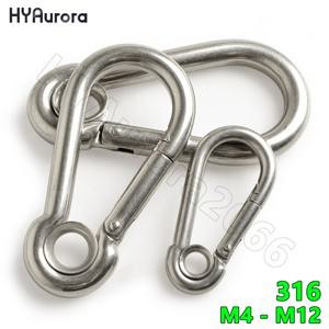 스프링 스냅 카라비너 316 스테인레스 스틸 클립 고속 링크 잠금 링 후크 캠핑 하이킹 M4 M12 용 걸쇠