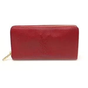 [중고명품 리마스터] 입생로랑 352904 레드 레더 짚 어라운드 장지갑