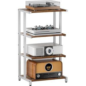 Ardier 4단 미디어 저장 스탠드, 거실용 오디오 랙, 게임룸, 음악 스튜디오, TV 액세서리/오디오비주얼 장비/광학 디스크/PS4용 나무 게임 콘솔 선반, 흰색