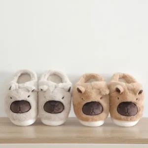 카피바라슬리퍼 여성 겨울 털실내화 거실화 방한화 동물