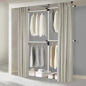 왕자 심플 4단 커튼 행거 노블리안 웜브라운 시스템 드레스룸 옷장 451NOW