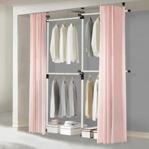 왕자 심플 4단 커튼 행거 슈가핑크 시스템 드레스룸 옷장 451PP