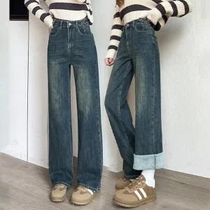 발열기모청바지 스판데님 슬림핏 일자진 스트레이트핏 여성청바지SA-2115