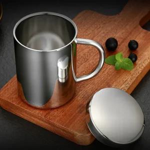 스테인레스 머그컵 사무실 휴대용 400ml 스텐 머그컵 뚜껑 아웃도어 대용량 304 야외용 여행용 캠핑용