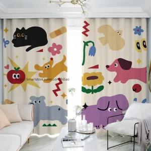 동물 그림 캐릭터 아이방 암막 창문 커튼 가리개 4종