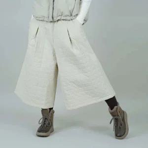 벅시루 롤링 누빔 데일리 겨울 여성 미시룩 밴딩 7부 와이드 치마바지