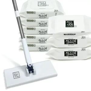 퀸마루 노터치 톡밀대+물걸레포(30매)x5팩+정전기포(30매)x3팩 손댈 필요없는 청소포밀대