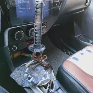 간지 사무라이 튜닝 자동차 칼자루 기어봉 기어커버 악세사리 용문 블루