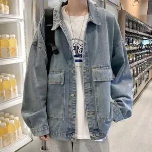 오버핏연청 데님셔츠자켓 남자 캐주얼 스트릿데일리룩 WFKXTVB