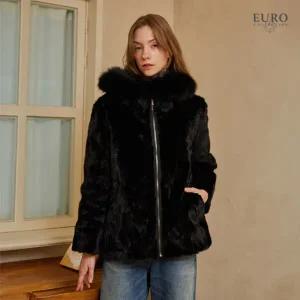 유로컬렉션 사가폭스 후드 밍크 리버시블 코트