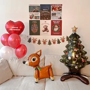 크리스마스 A4 포스터 풍선 세트 파티 소품 루돌프 트리 장식 데코 용품 인테리어