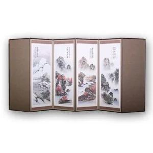 고품질 (두레공예사)옥비단미니옥반야산수화6폭병풍 커버포함 (W5DE4C8)