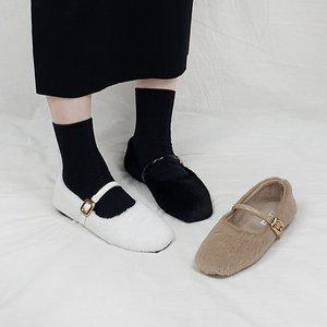 [디아]보미 메리제인 밴딩 밍크퍼 털안감 플랫슈즈 2cm