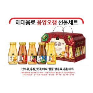 해태 건강세트 10병(산수유/헛개/배숙/꿀물/홍삼 X 2) 음료수 선물세트 건강음료