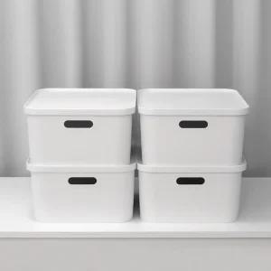 국내제작 엔드세이브 손잡이 뚜껑 수납정리함 M 4개 리빙박스 옷 소품박스 팬트리 수납함