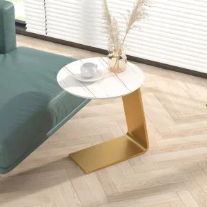 침대용 책상 북유럽 심플 대리석 철제 서브 테이블 테이블(블랙) - 골드 프레임