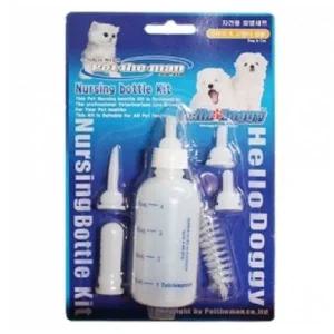 [콩심팥심]강아지 고양이 젖병세트 60ml 1P 세척솔 퍼피 수유 퍼피젖병