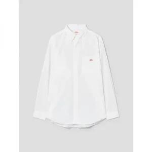 Danton Men Dot Button Bd Shirt Ls - White