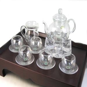 유리티포트(600ml) 5인다기 풀세트(8P) / 유리다기, 숙우, 2중잔, 워머 /녹차,