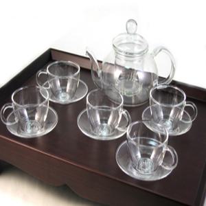 유리티포트(600ml) 손잡이찻잔 5인다기 / 유리다기, 숙우, 유리찻잔, 손잡이잔, 다도, 다도용품