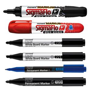 모나미 생잉크 보드마카 네임펜 유성매직 12자루 6색세트