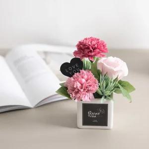 카네이션 조화 화분 쁘띠폼폼 set 14cm 2컬러 꽃 어버이날 스승의날 테이블 장식 감사 선물 행사 소품