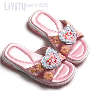 여름특가기획한정! 아동&여성&남성 LIVITY kids 깜찍한 펄비즈 하트큐빅샌들 - K142 70종