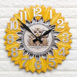 돈들어오는 해바라기부엉이-특 대형 무소음 벽시계 안방 침실 거실 사무실 카페 재물운 금전운 풍수지리 벽장식 홈데코 입체 장식품 센스있는 가게오픈 집들이 결혼 신혼 입주이사 개업식선