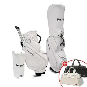 [벤세이어스] 화이트 경량 트롤리 휠 캐디백 가방세트